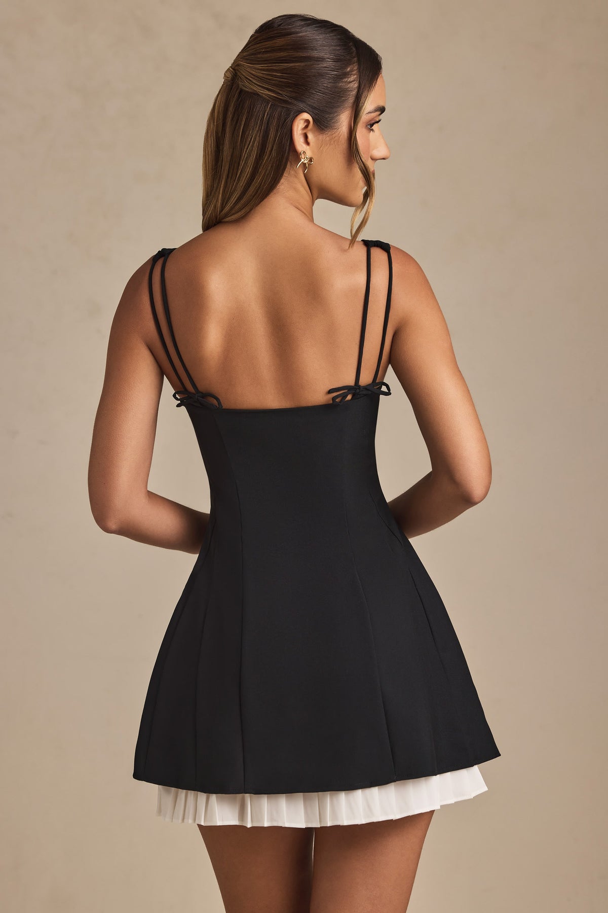 Renata Pleated A-Line Mini Dress Black 2