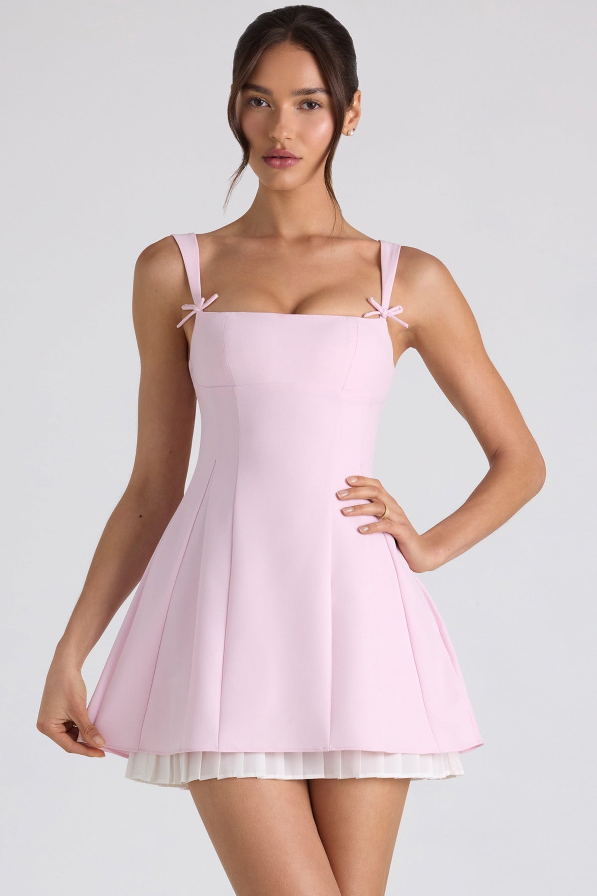 Renata Pleated A-Line Mini Dress Black 8