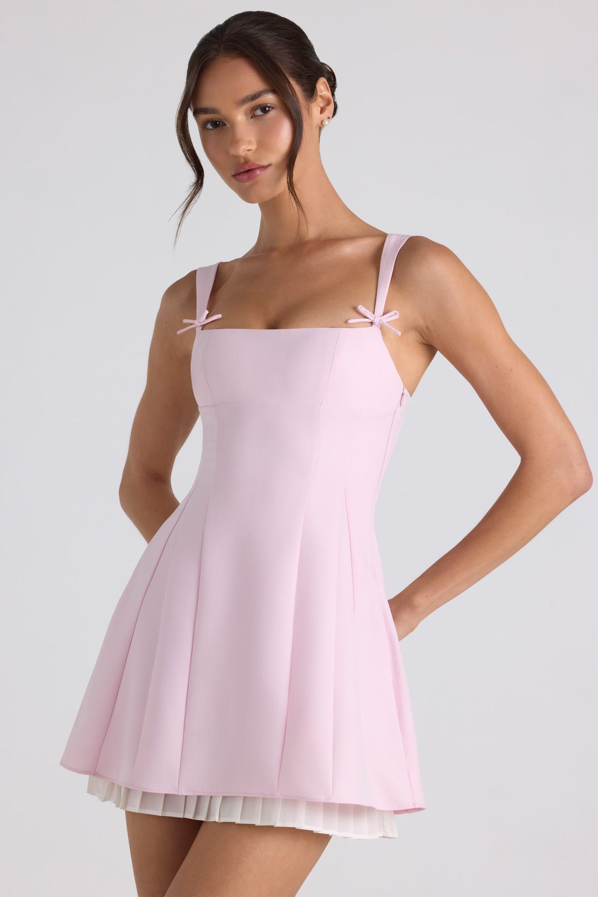 Renata Pleated A-Line Mini Dress Black 9