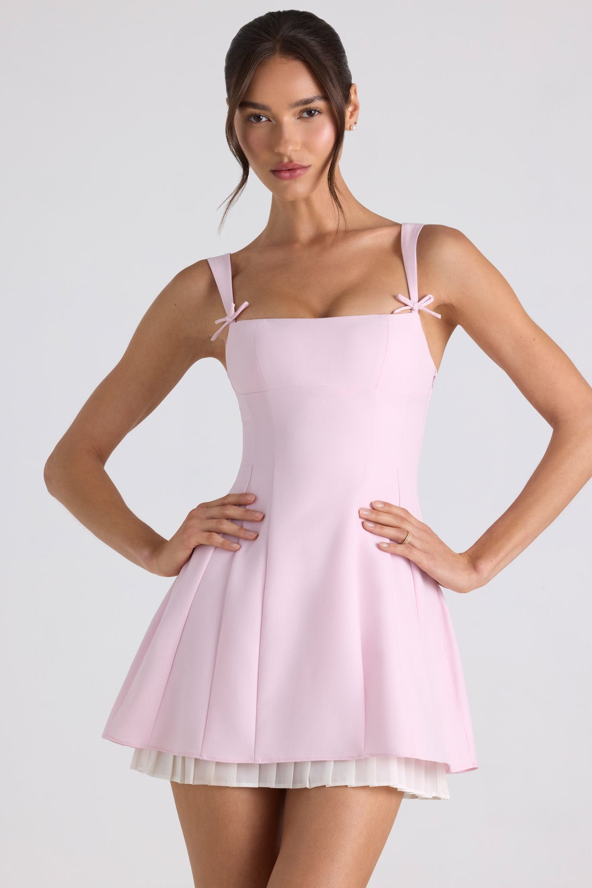 Renata Pleated A-Line Mini Dress Black 12