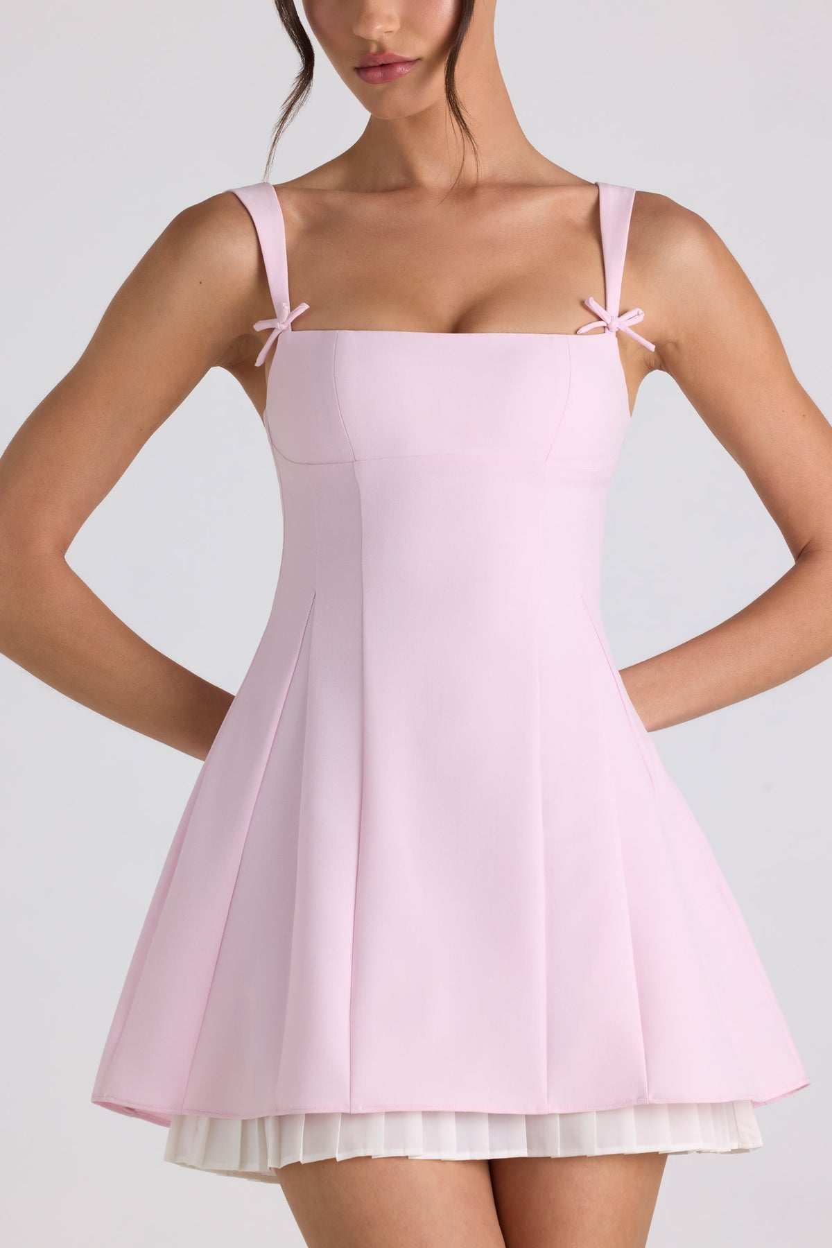 Renata Pleated A-Line Mini Dress Black 13