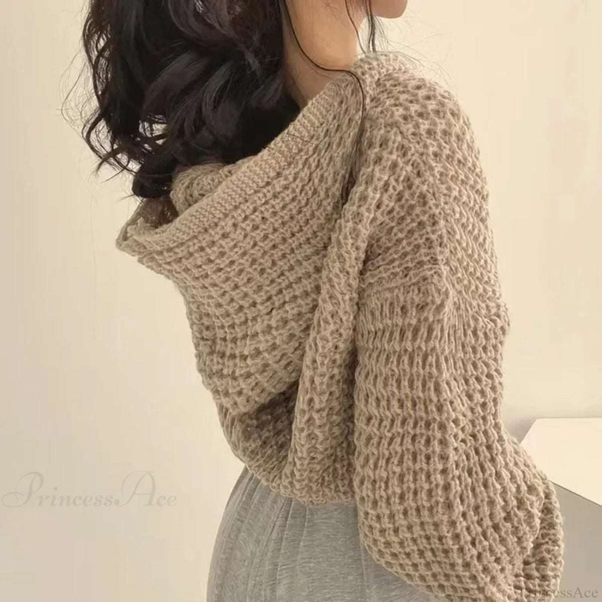 Margot Hollow-Out Knit Cardigan Gray 5