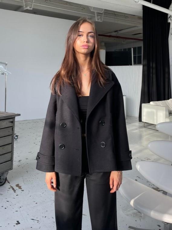 Ginalli Double-Breasted Wool Coat Black 5