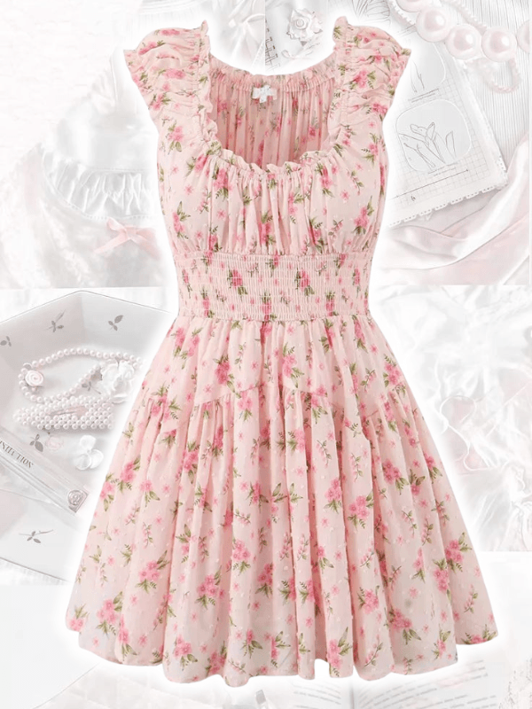 Domino Floral Midi Dress Pink Floral 2