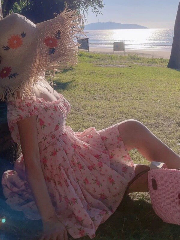 Domino Floral Midi Dress Pink Floral 6