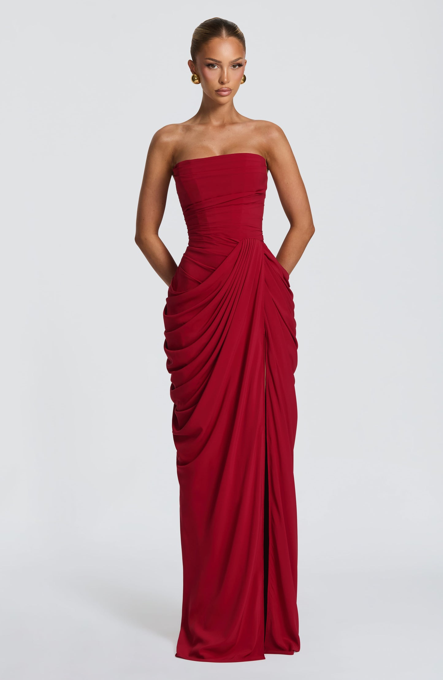 Cyra Black Maxi Dress Deep Red 4