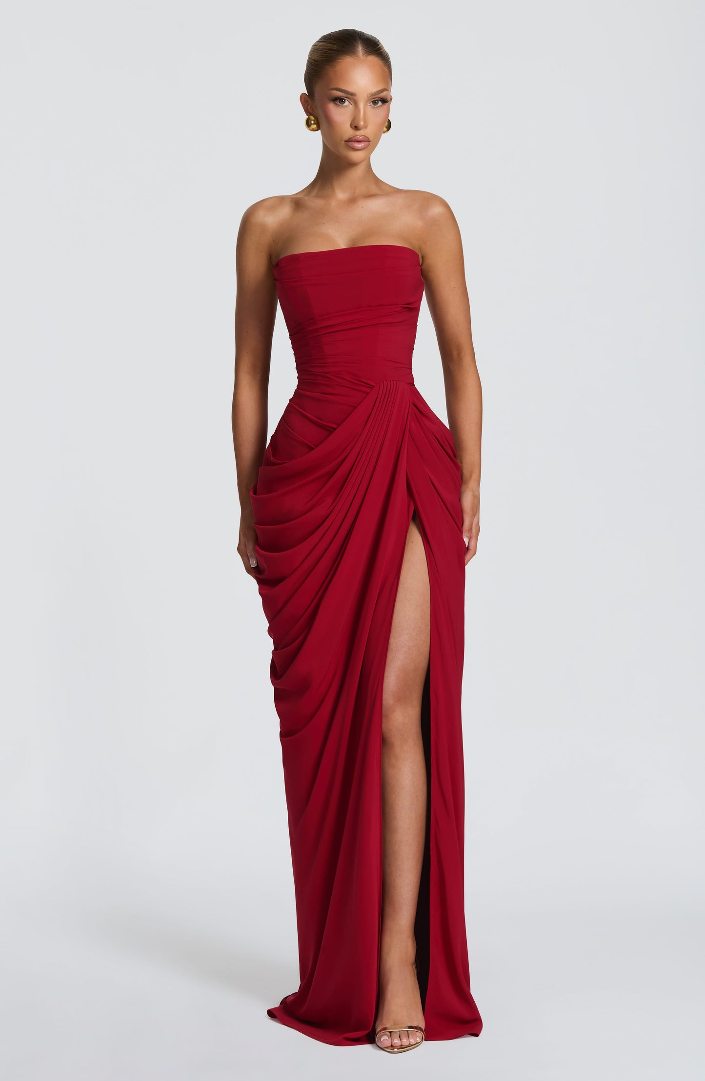 Cyra Black Maxi Dress Deep Red 6