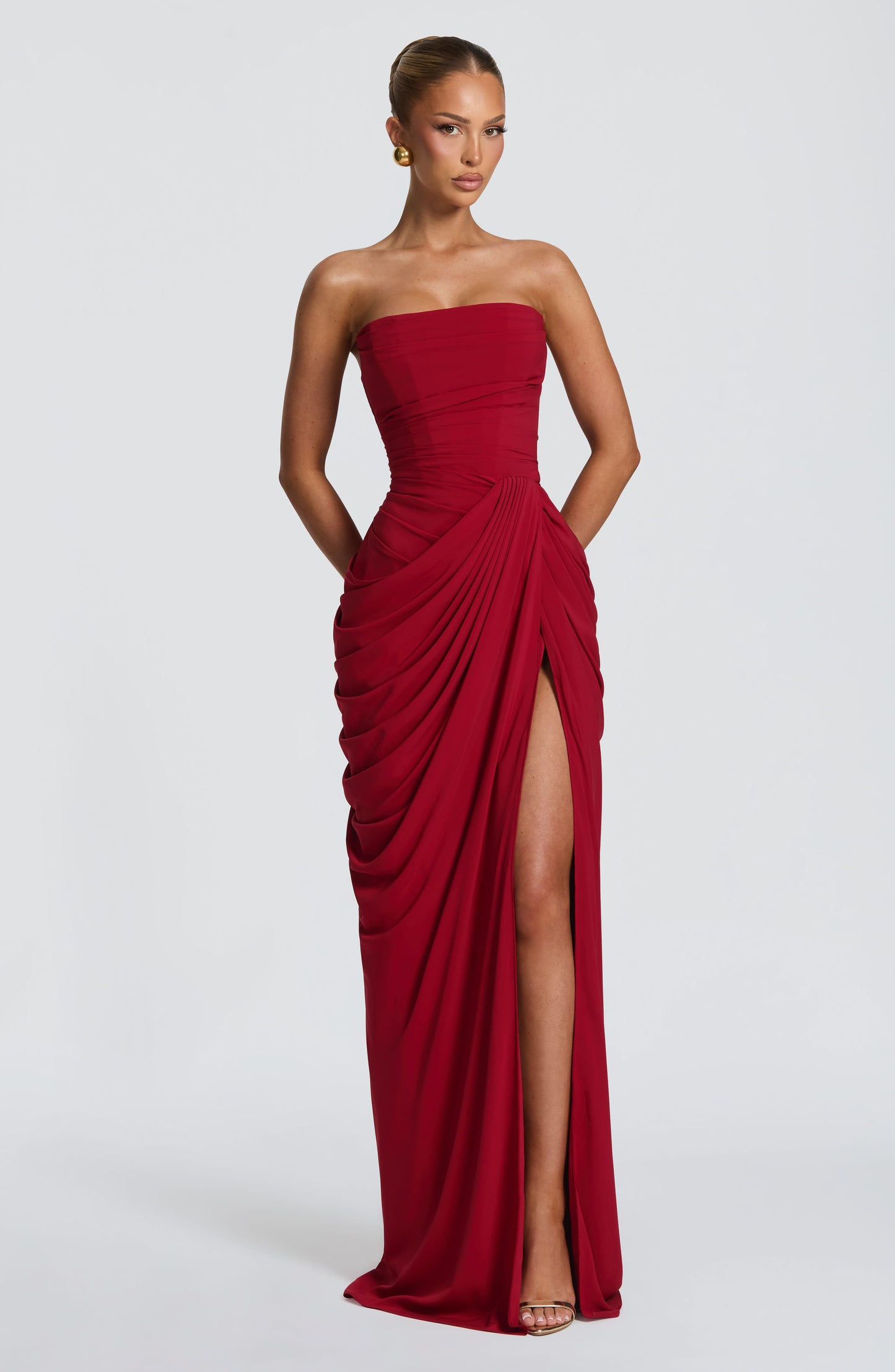 Cyra Black Maxi Dress Deep Red 1
