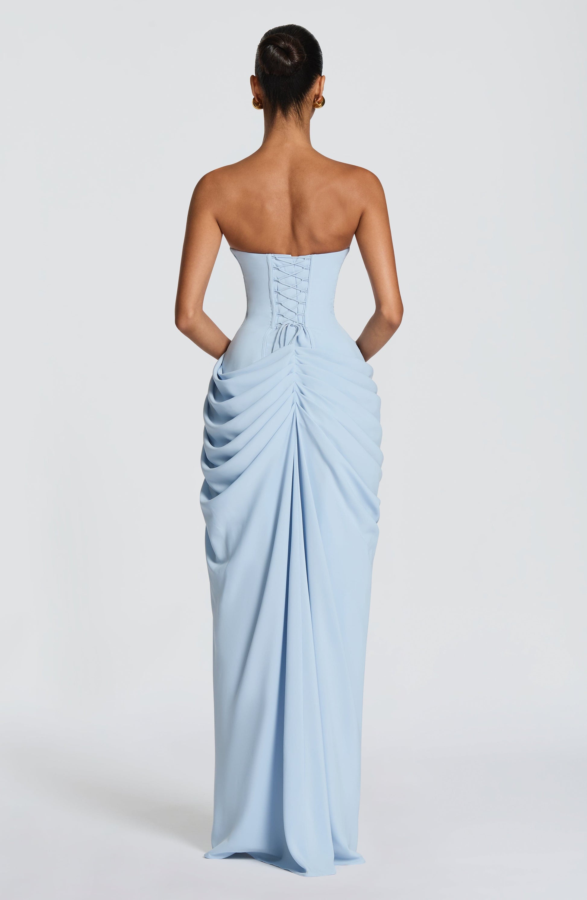 Cyra Linen Maxi Dress in Navy Glacier Blue 3