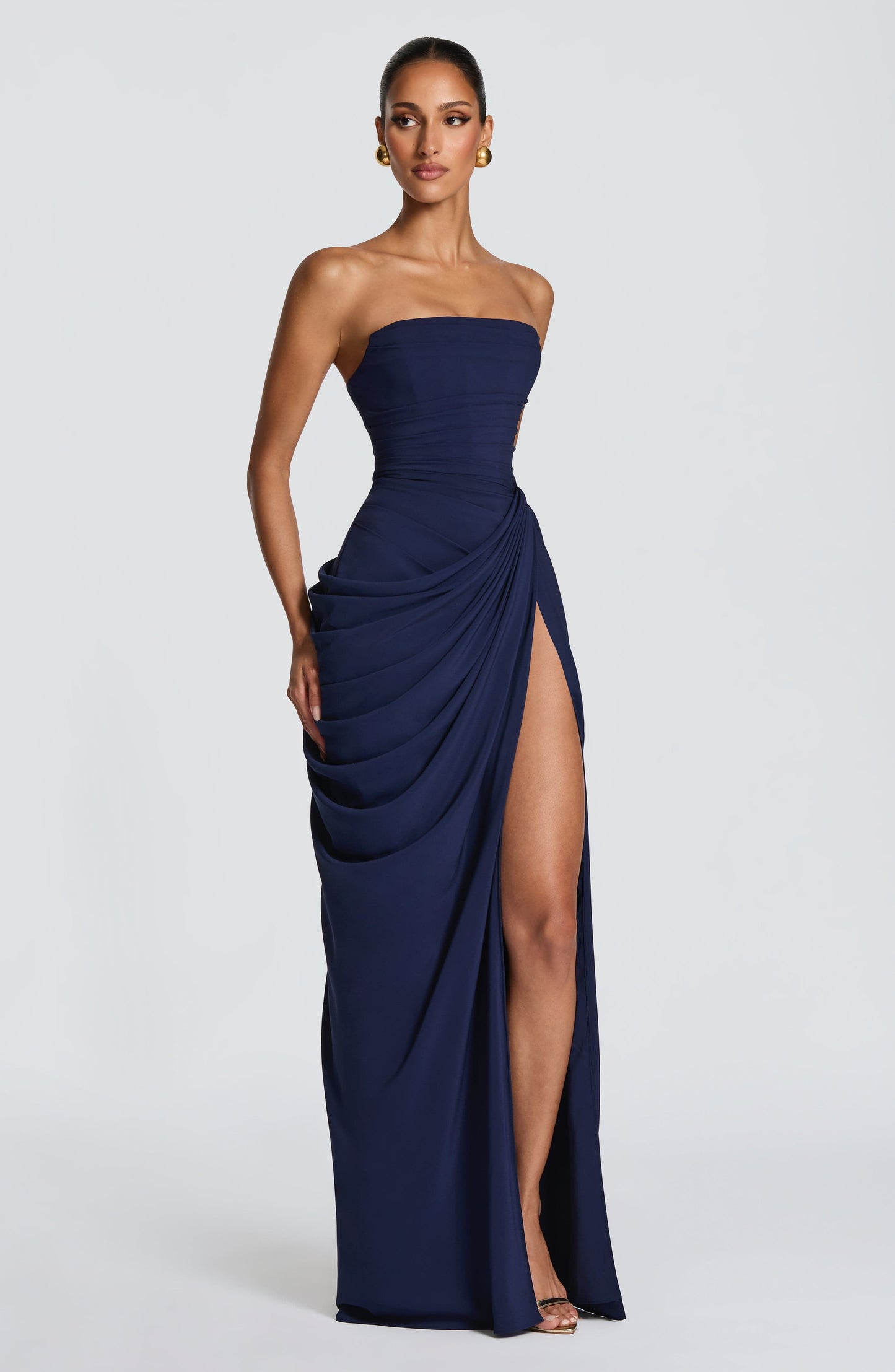 Cyra Linen Maxi Dress in Navy Navy 3