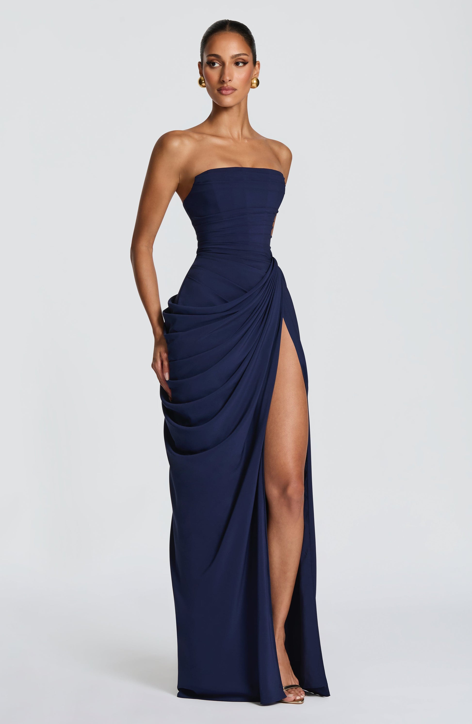 Cyra Linen Maxi Dress in Navy Navy 3