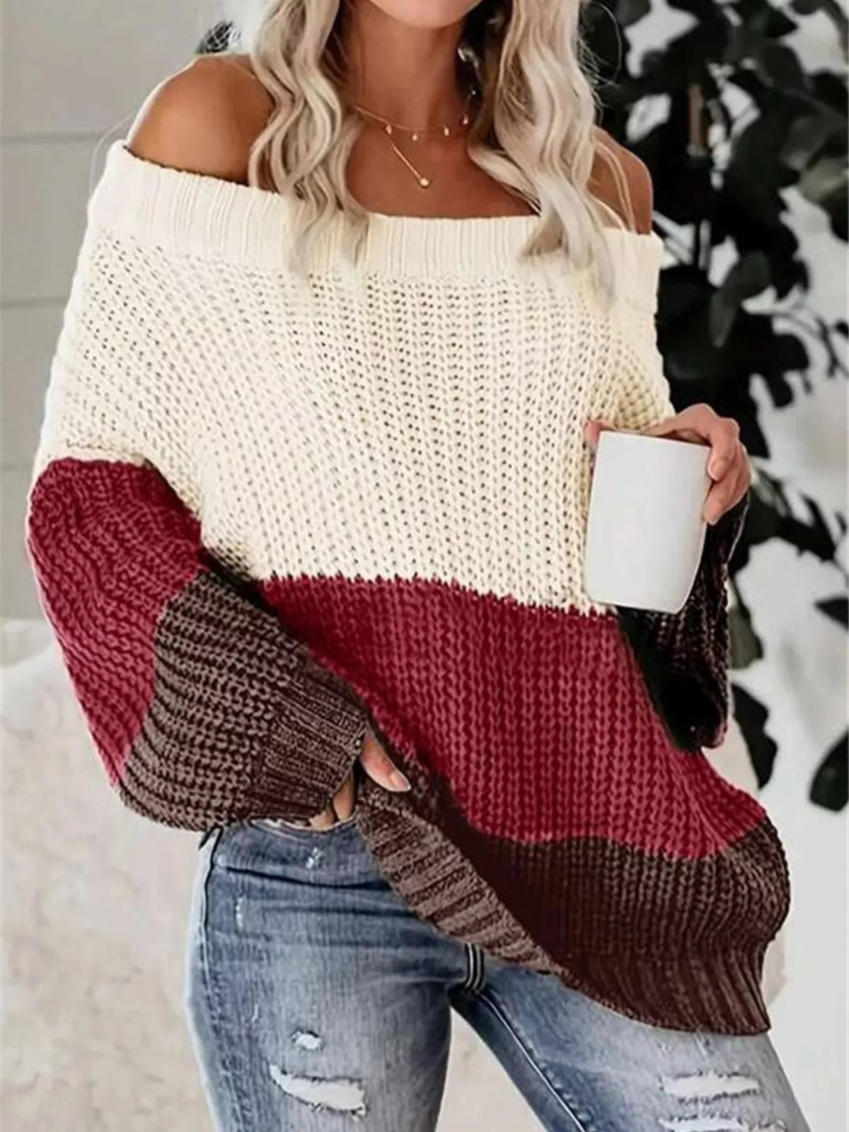 Sienna Knit Sweater Burgundy 1
