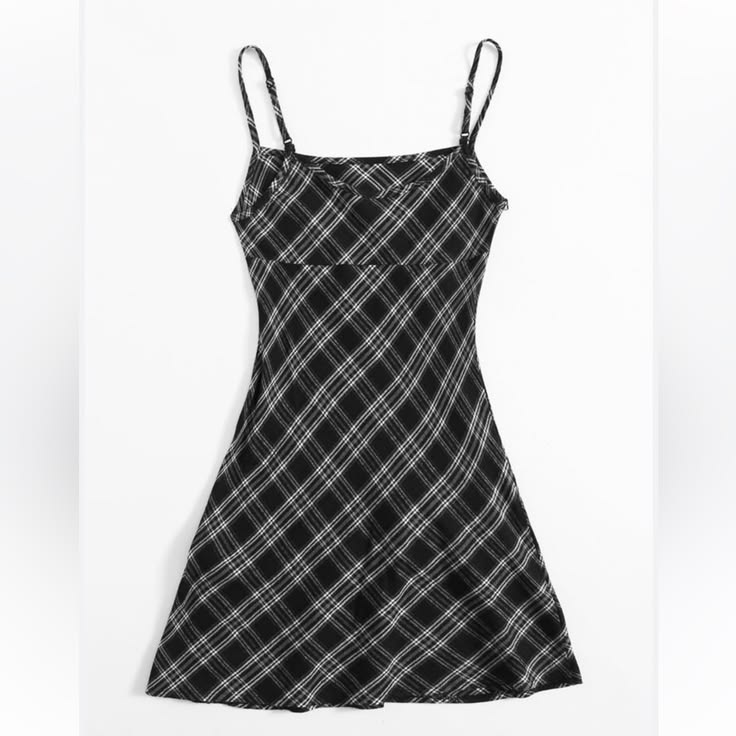 Evelyn Plaid Mini Dress Black 1