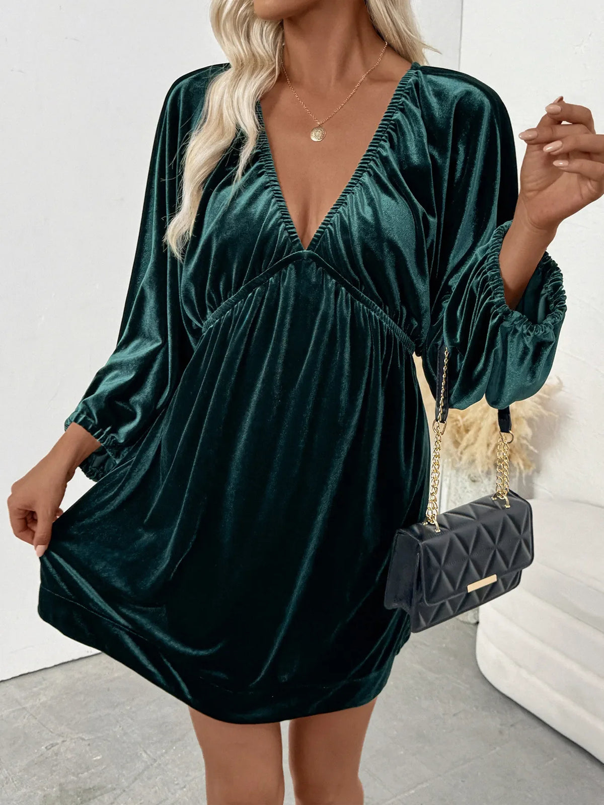 Violetta Ruched V-Neck Dress Multi 3