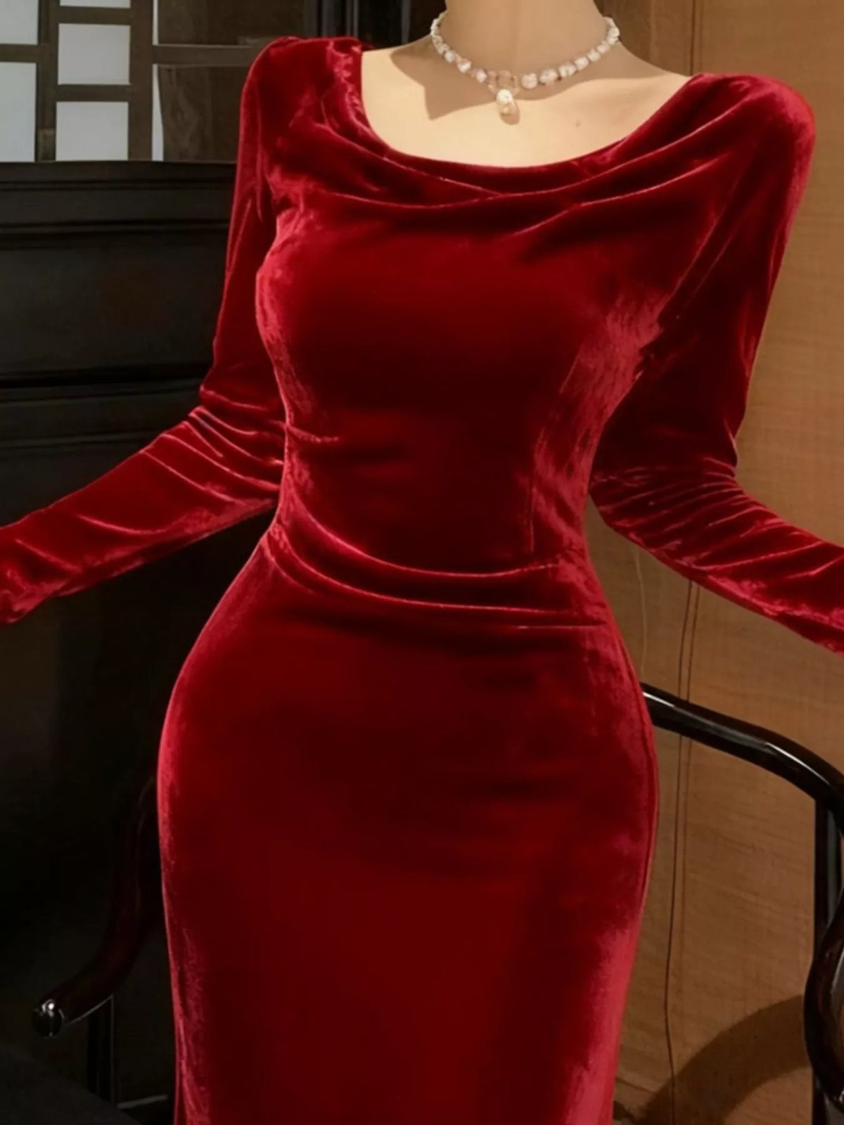 Margot Velvet Midi Dress Burgundy 5