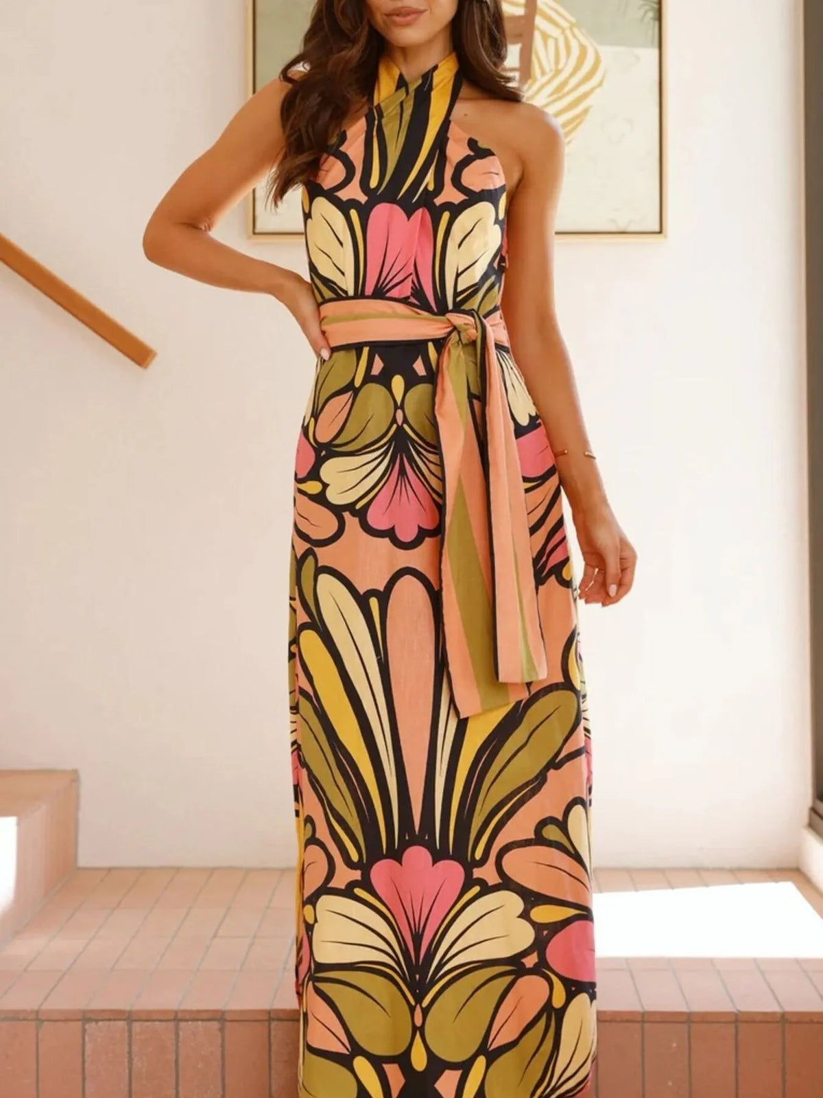 Margot Printed Halter Maxi Dress Multicolor 1