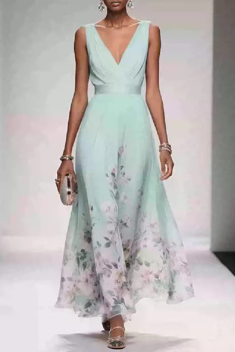 Margot A-Line Chiffon Tea Dress Light Yellow 2