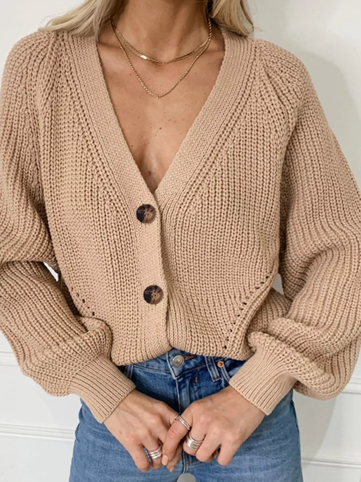 Margot Chunky Knit Cardigan in Khaki Khaki 3