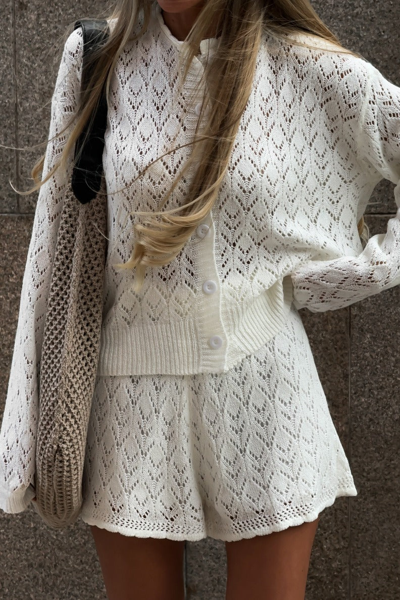 Amelie Crochet Two-Piece Set White 1
