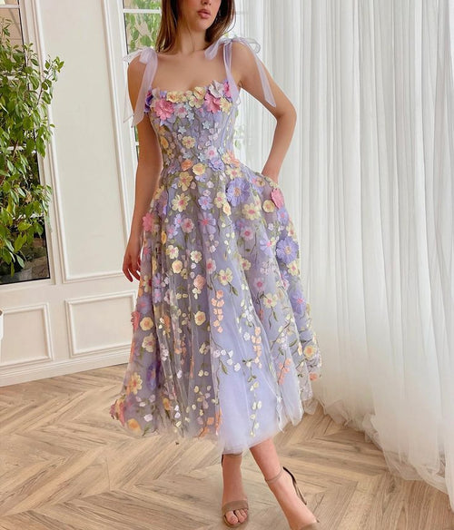 Violet A-Line Tea Length Dress Lilac 1