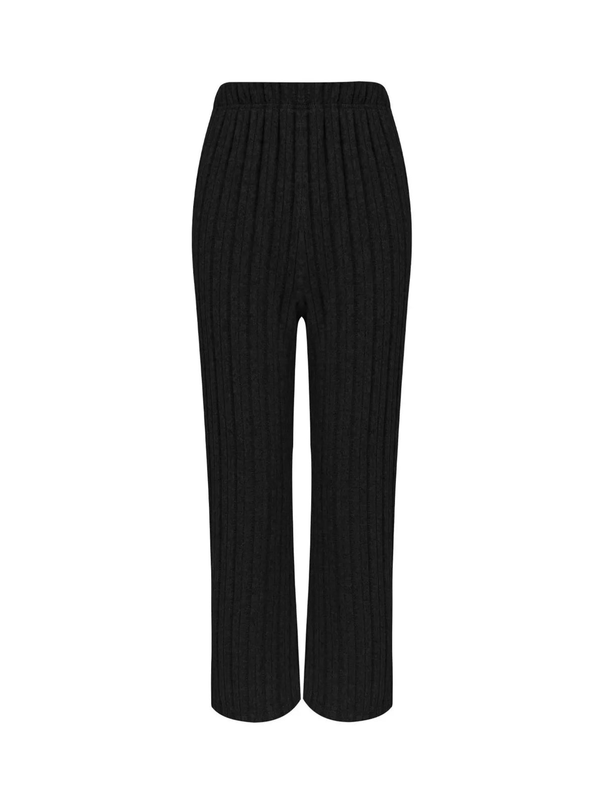 Margot Ribbed Knit Top and Pants Set Black 6