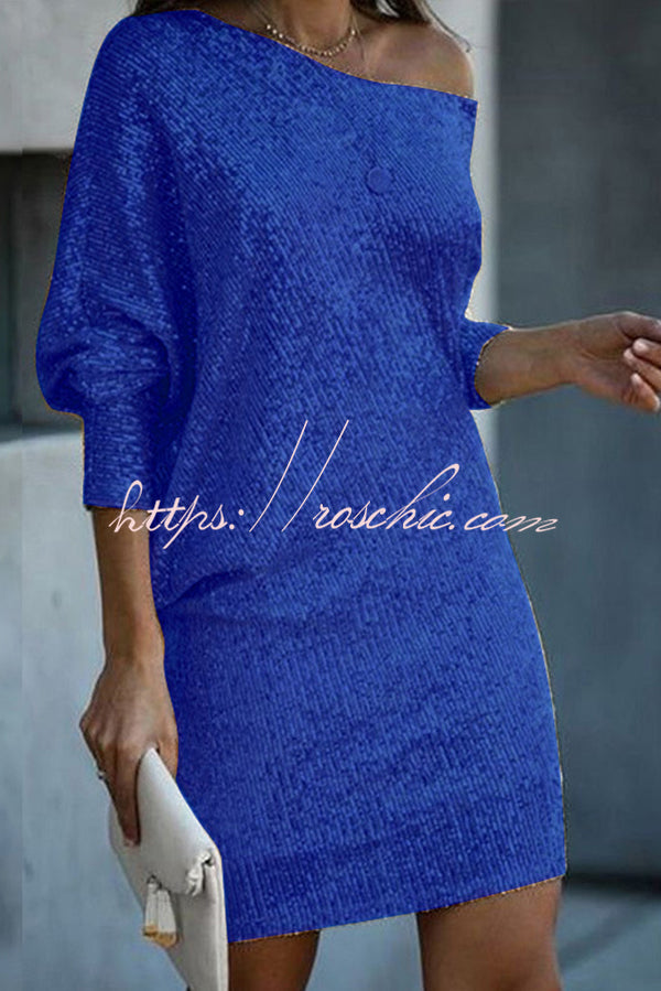 Evadne Sequin Off-Shoulder Mini Dress White 6