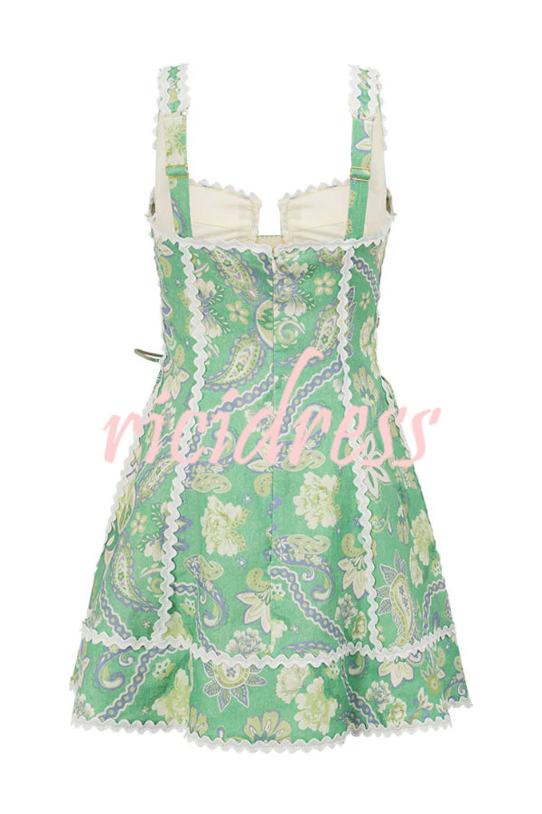 Margot Printed Mini Dress with Serrated Trim Multicolor 9
