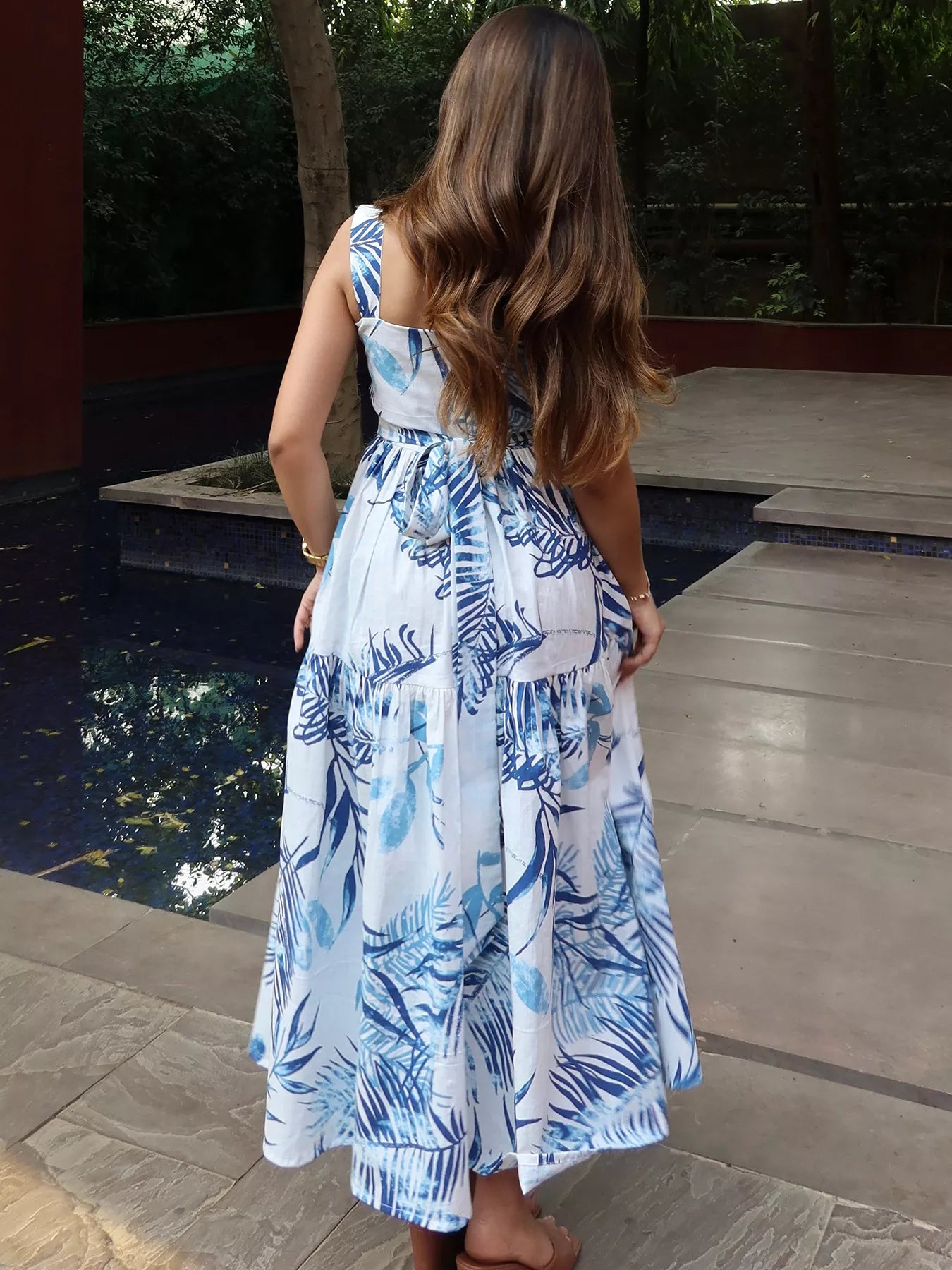 Isabelle Tropical Tiered Maxi Dress Blue 4