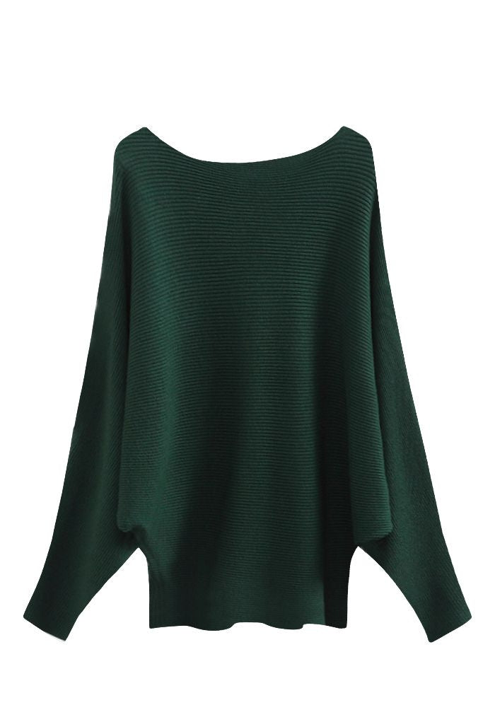 Margot Knit Batwing Top in Evergreen Green 1