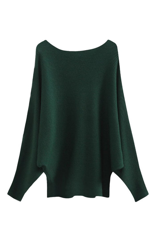 Margot Knit Batwing Top in Evergreen Green 1
