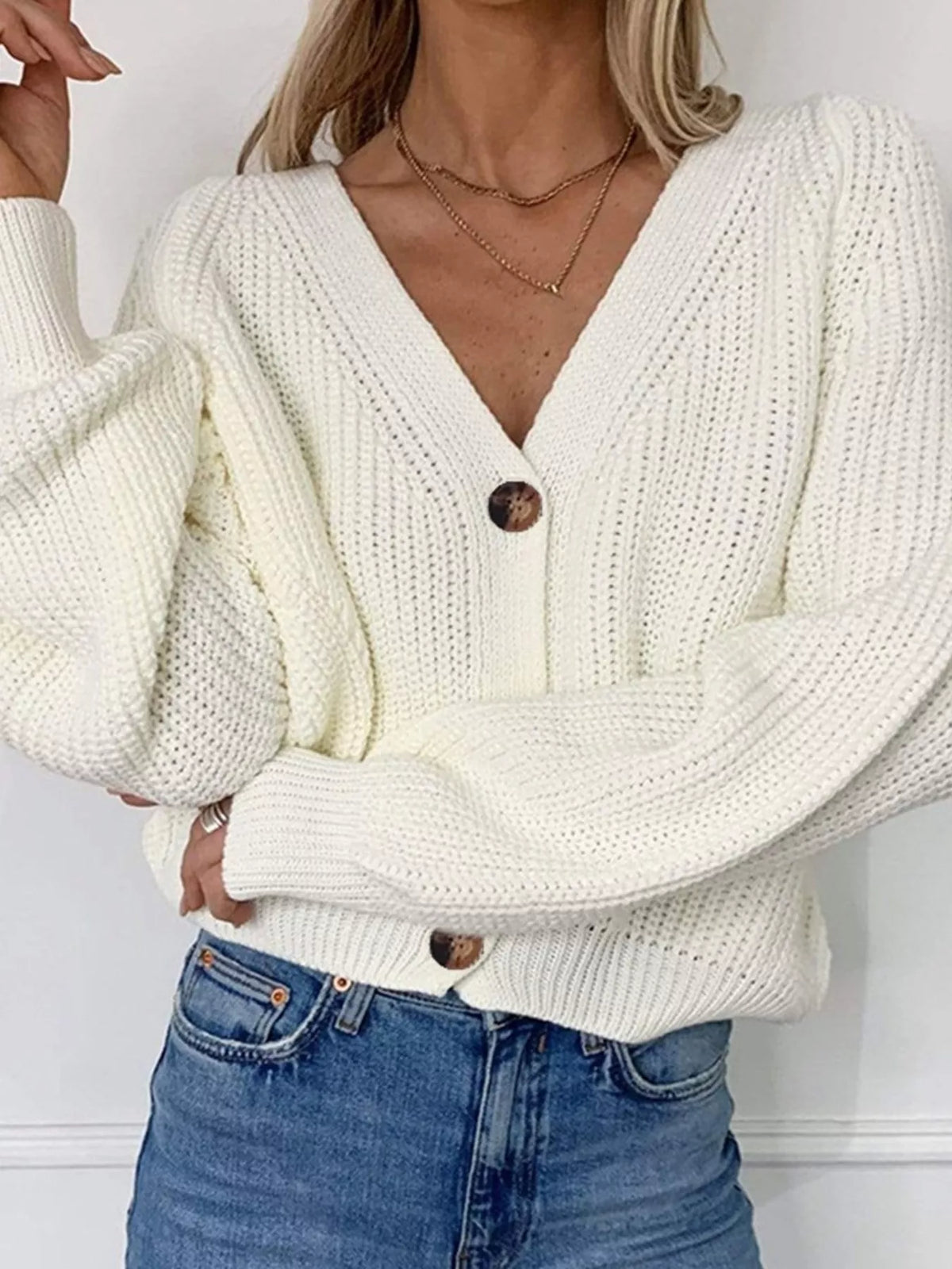 Margot Chunky Knit Cardigan in Khaki Blue 8