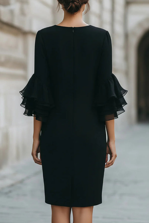 Arabella Ruffle Sleeve Mini Dress Black 4