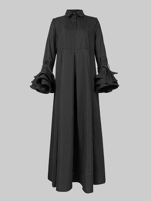Celestine Pleated Maxi Shirt Dress BLACK 7