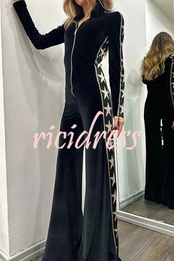 Celestine Velvet Jumpsuit Blue 4