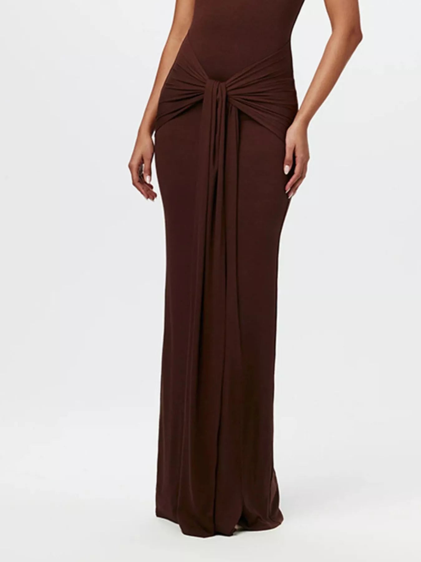Celestine Knot Front Maxi Dress Tan 3