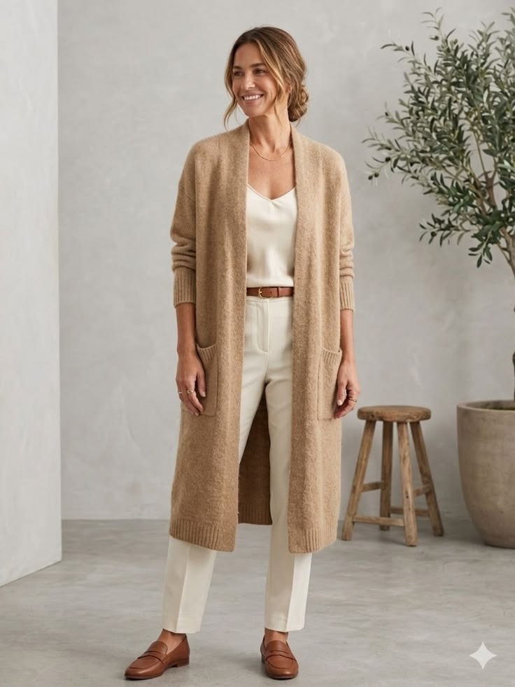 Margot Oversized Cardigan in Warm Tan Tan 1