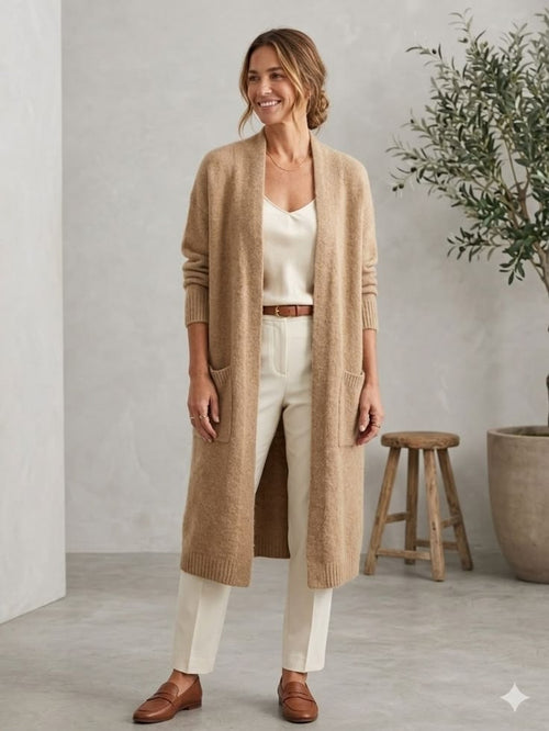 Margot Oversized Cardigan in Warm Tan Tan 1