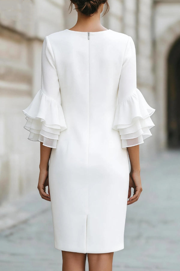Arabella Ruffle Sleeve Mini Dress White 3