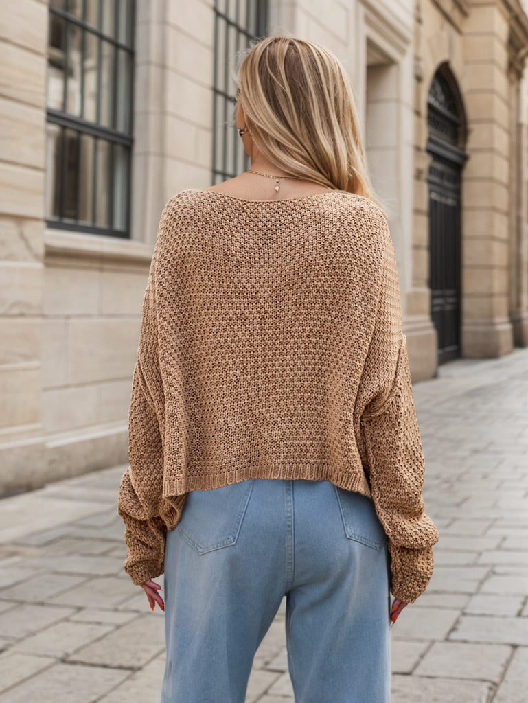 Margot Knit Slip Sweater in Camel Black 2