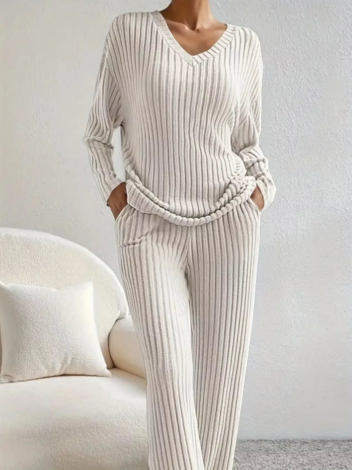 Celeste Ribbed Knit Two-Piece Set Blue 1