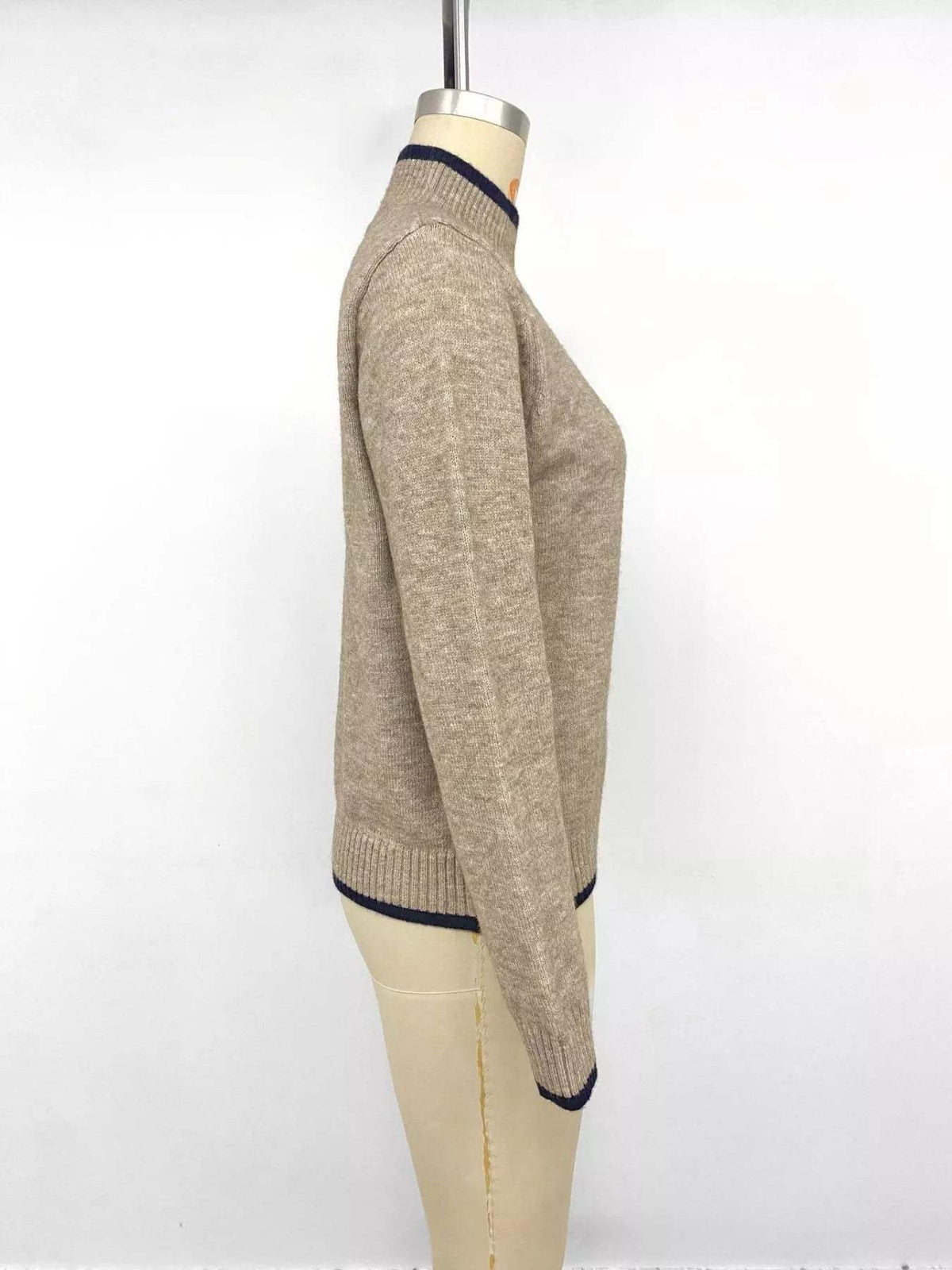 Margot Mock Neck Sweater Dress Khaki 9