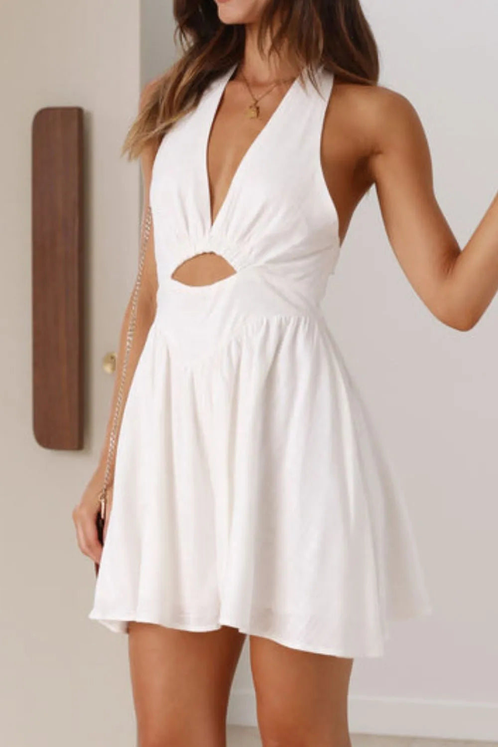 Arabella Cutout Halter Mini Dress Black 4