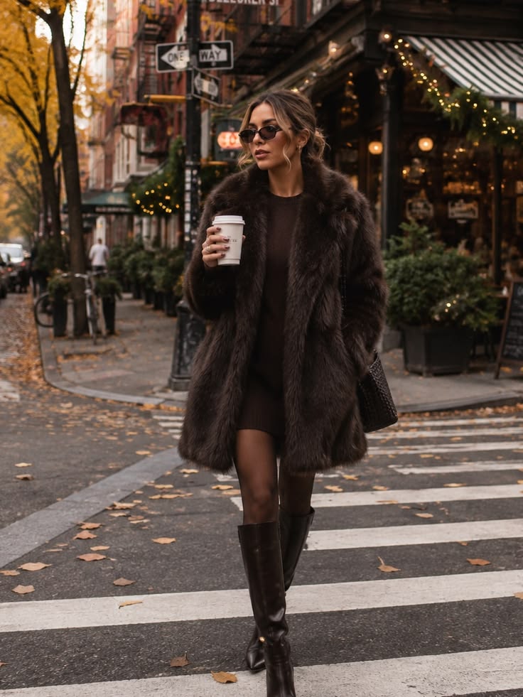 Willow Faux Fur Coat Brown 1