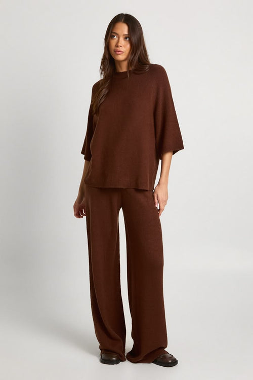 Margot Knit Sweater Top & Trouser Co-ord Chocolate 1