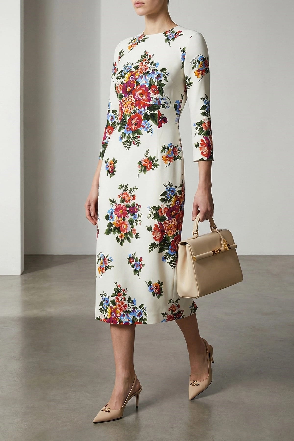 Greer Floral Midi Dress in Cerulean Blue 7