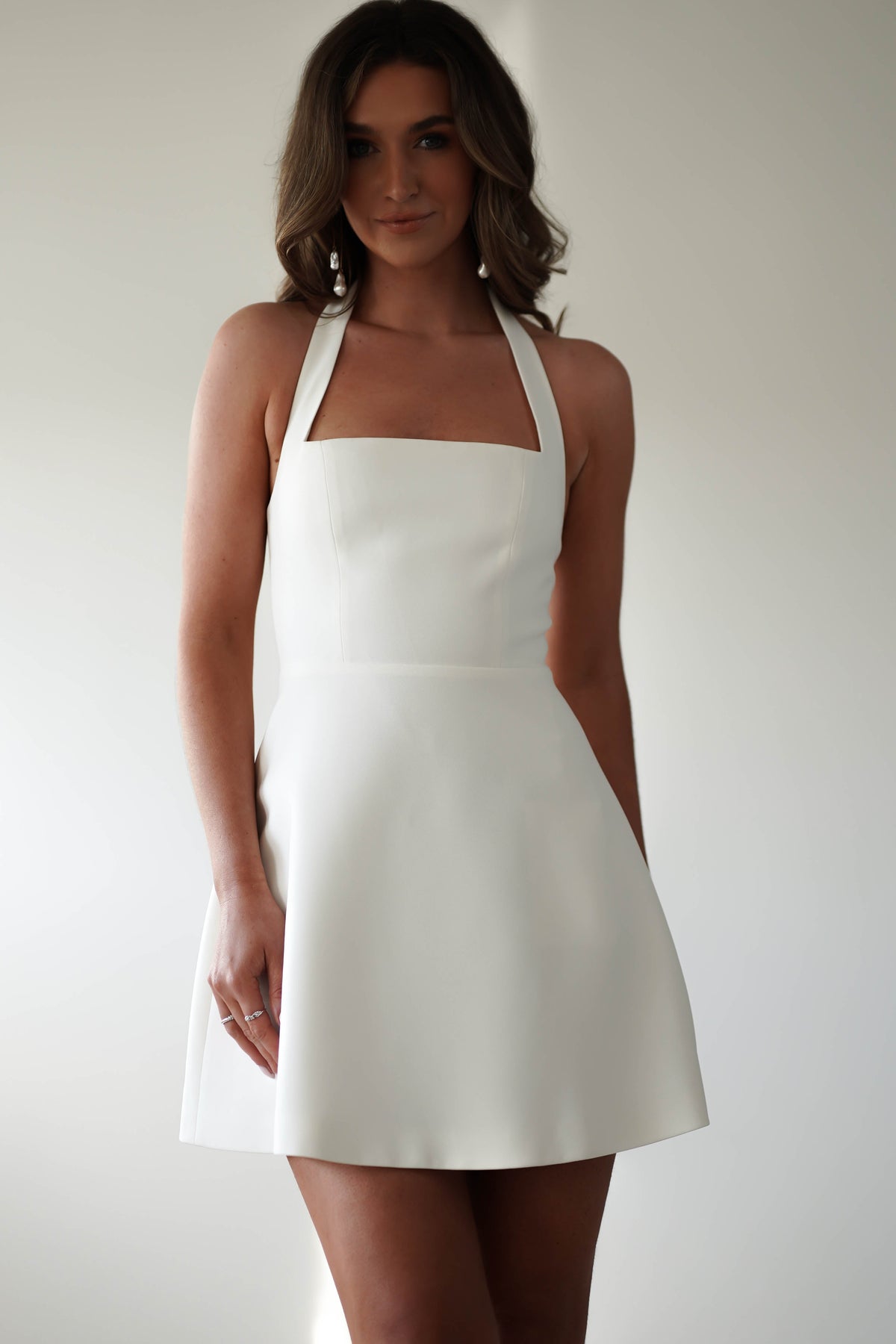 Juna Halterneck Mini Dress White 8