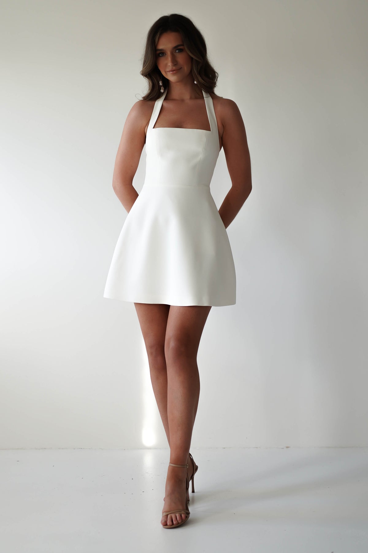 Juna Halterneck Mini Dress White 5