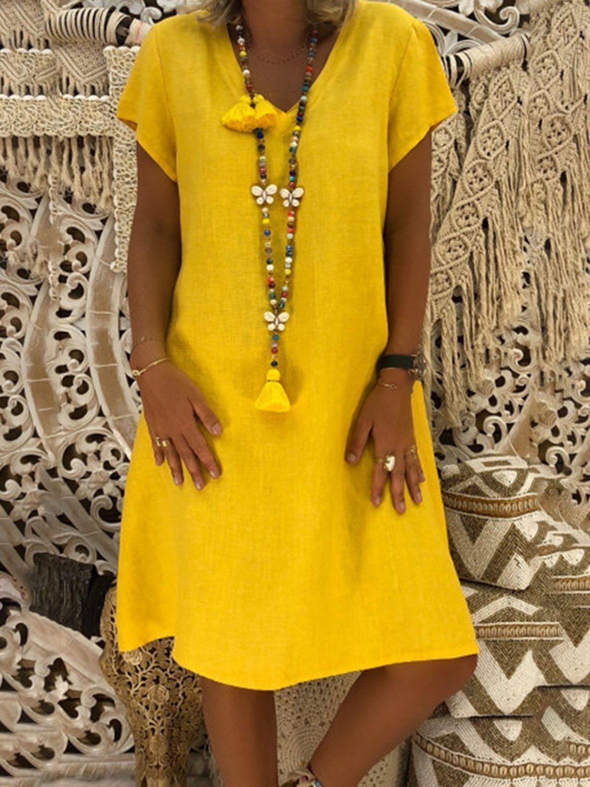 Eloise V-Neck Mini Dress Multi 1