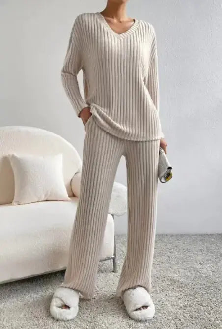 Georgina Rib Knit Two-Piece Set Navy Blue 3