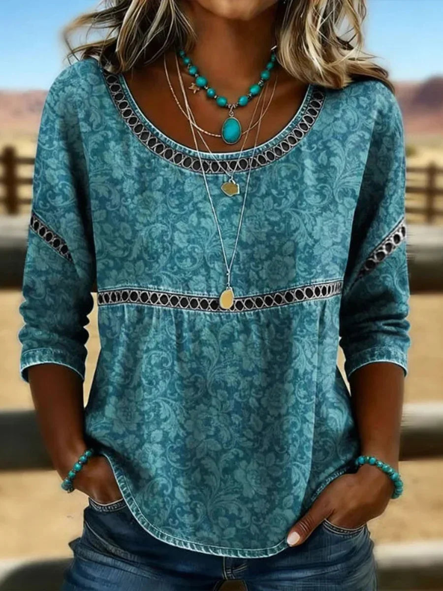 Fleur Vintage Blouse Blue 1